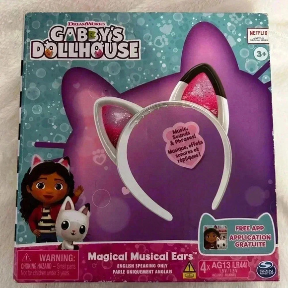 Gabby’s dollhouse magical musical ears. cat ears, white pink and black - Picture 1 of 8